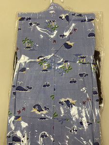 Yukata set-blue background with whales and palm trees