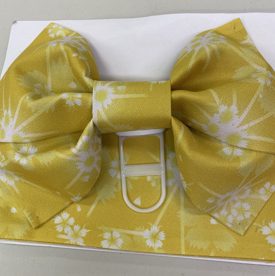 obi (pre-tied) yellow with white flowers