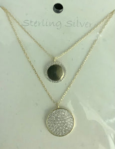 Double chain disc necklace