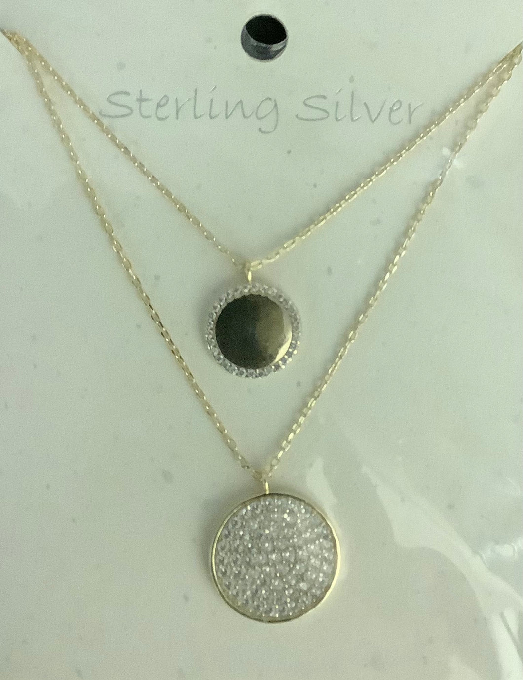Double chain disc necklace