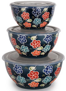 Bowls Blue with Flowers