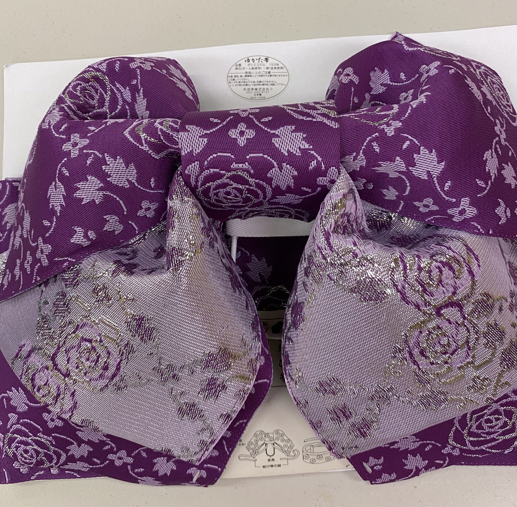 obi (pre-tied) purple with sliver