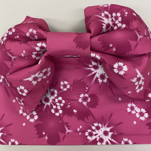 obi (pre-tied) dark pink with white flowers