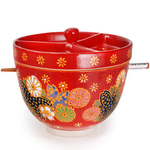 Load image into Gallery viewer, Bowl with Condiment Divider Lid &amp; Chopsticks
