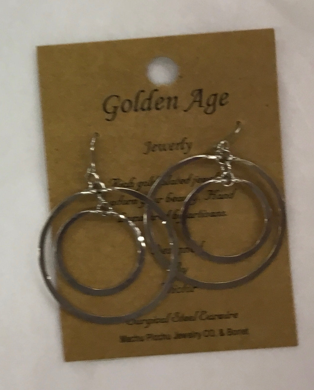 Earrings French Hammered Silver Double Circle